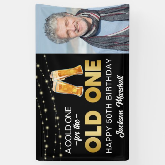 Koud voor de oude | Foto van Birthday Spandoek (Verticaal)