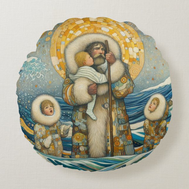 "Koud water, sterke gids" rond kussen (Voorkant)