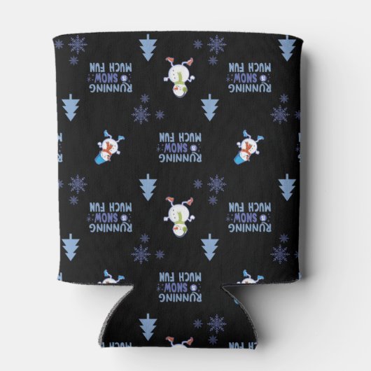 Koud weer Running Christmas Sneeuwman Blikjeskoeler (Achterkant)