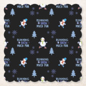 Koud weer Running Christmas Sneeuwman Kartonnen Onderzetters (Voorkant)