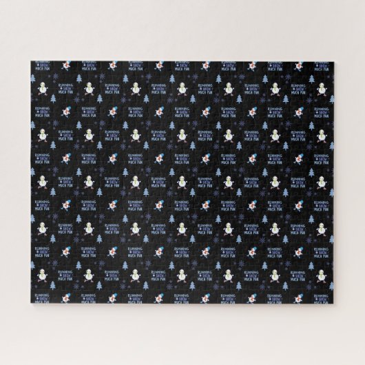 Koud weer Running Christmas Sneeuwman Legpuzzel (Horizontaal)