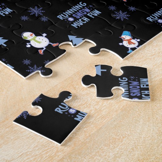 Koud weer Running Christmas Sneeuwman Legpuzzel (Zijkant)