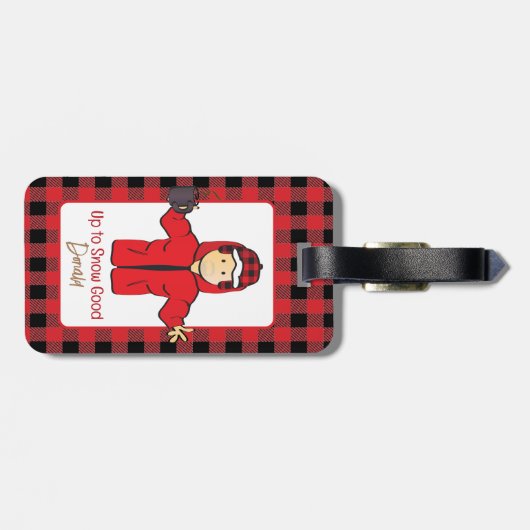 Koud weer Vakantie Grappig Sneeuw Gezegde Cartoon Bagagelabel (Achterkant horizontaal)