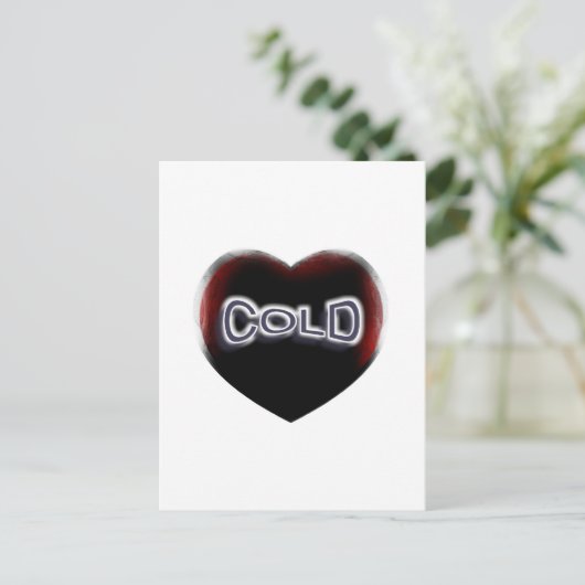Koud zwart hart briefkaart (Staand voorkant)