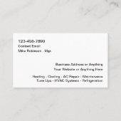 Koude airconditioning Visitekaartjes (Achterkant)