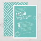 KOUDE BAR MITZVAH eenvoudige, moderne hoek, wit Kaart (Voorkant / Achterkant)