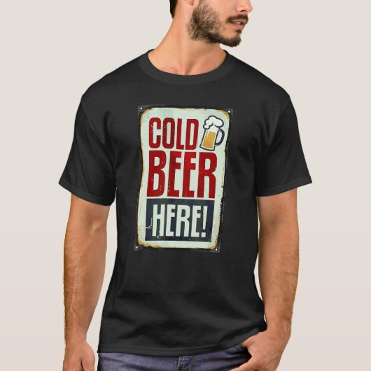 Koude Bier Drinken Hier T-shirt (Voorkant)