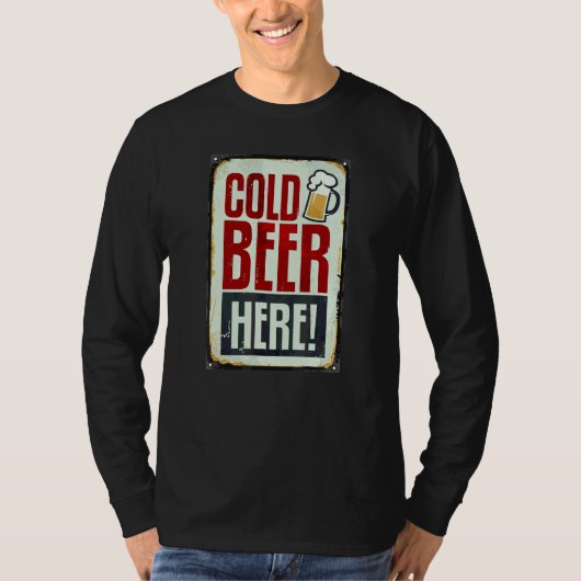 Koude Bier Drinken Hier T-shirt (Voorkant)