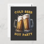 Koude bier Hot Party - Perfecte combinatie met twe Briefkaart (Voorkant / Achterkant)