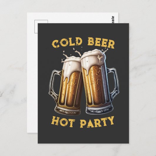 Koude bier Hot Party - Perfecte combinatie met twe Briefkaart (Voorkant / Achterkant)