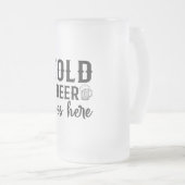 Koude bieren hier, gevroren glazen Mok (Voorkant rechts)