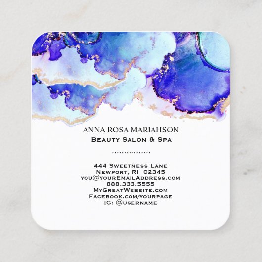 *~* KOUDE blauwe QR CODE Yummy Gold Gilded AP29 Vierkante Visitekaartje (Achterkant)