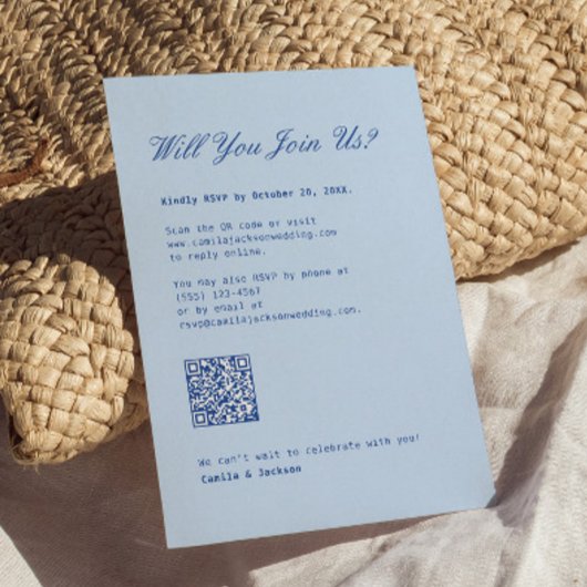 Koude Blauwe Trouw RSVP Kaart Qr Code