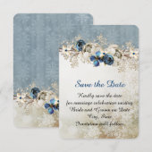 Koude Blauwe Winterdag Sla de datum op Save The Date (Voorkant / Achterkant)