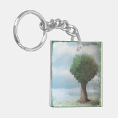 Koude boom vallen bladeren reiniging Gale Sleutelhanger (Voorkant Links)