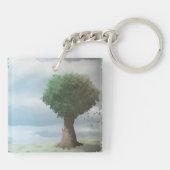 Koude boom vallen bladeren reiniging Gale Sleutelhanger (Achterkant)