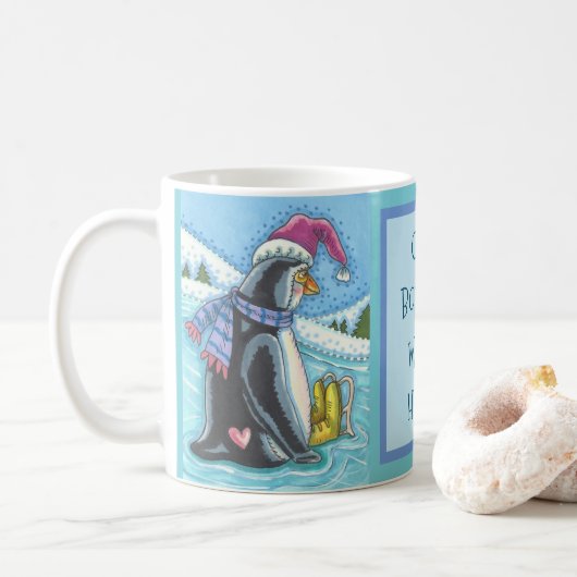 KOUDE BOTTOM WARM HEART, PENGUIN CHRISTMAS MOK (Met donut)