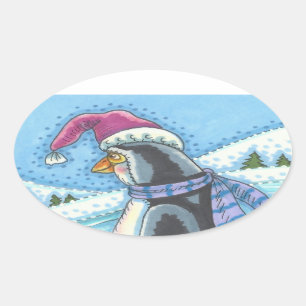 KOUDE BOTTOM WARM HEART, PENGUIN KERST STICKERS