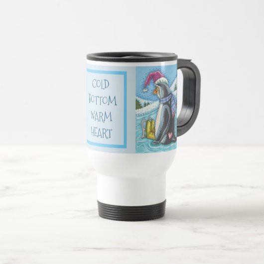 KOUDE BOTTOM WARM HEART, PENGUIN REIS MUG REISBEKER (Voorkant rechts)