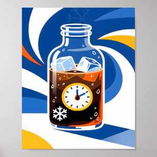 Koude Brouw Koffie Tijd Concept Modern Blauw Poster