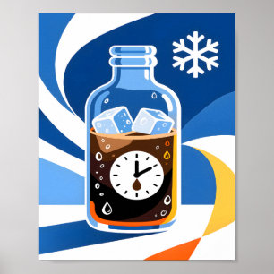 Koude Brouw Koffie Tijd Concept Modern Blauw Poster