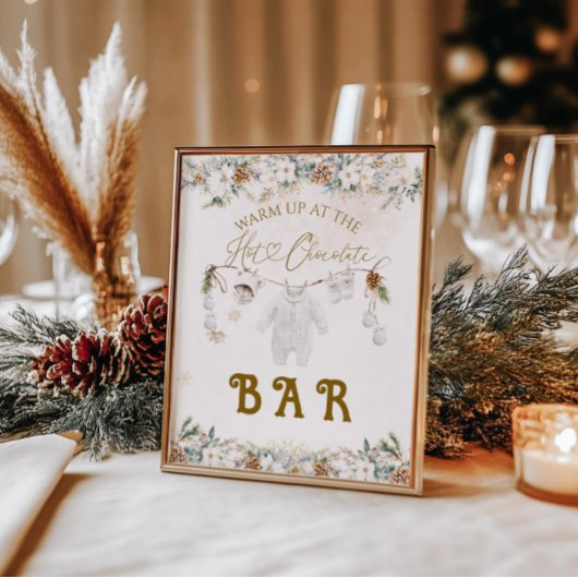 Koude Buiten Clothest Line Baby shower Bar Poster