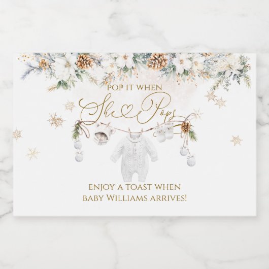 Koude buiten kleding lijn Baby shower ze Poppen Sparkling Wijnetiket (Enkel label)