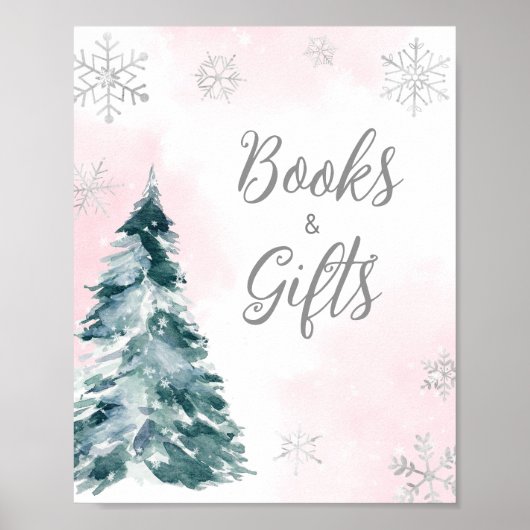 Koude Buiten Roze Winter Boeken en Geschenken Poster (Voorkant)