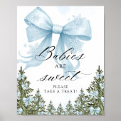 Koude Buiten Winter Blue Bow Baby's zijn zoet Poster (Voorkant)