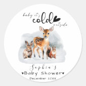 Koude buiten Winter Bos Dieren Sneeuw Ronde Sticker (Voorkant)