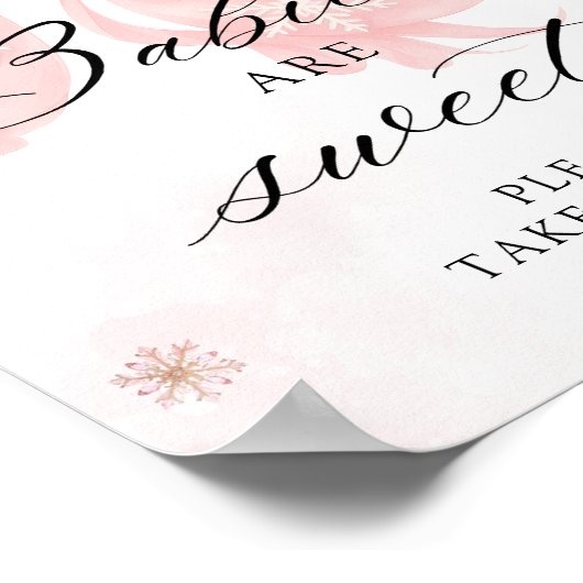 Koude Buiten Winter Roze Bow Baby's zijn zoet Poster (Hoek)