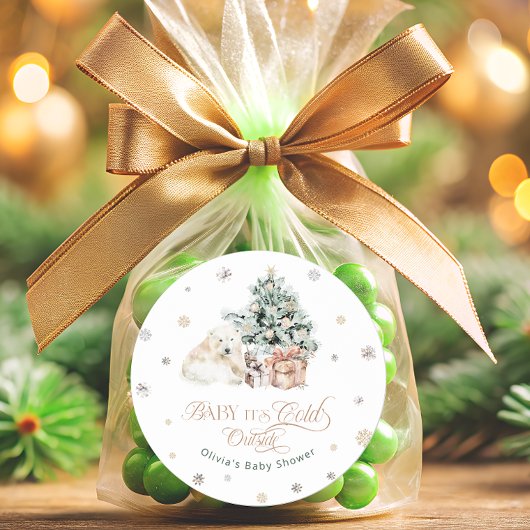 Koude Buiten Winter Schattigee Polar Beer Baby sho Ronde Sticker