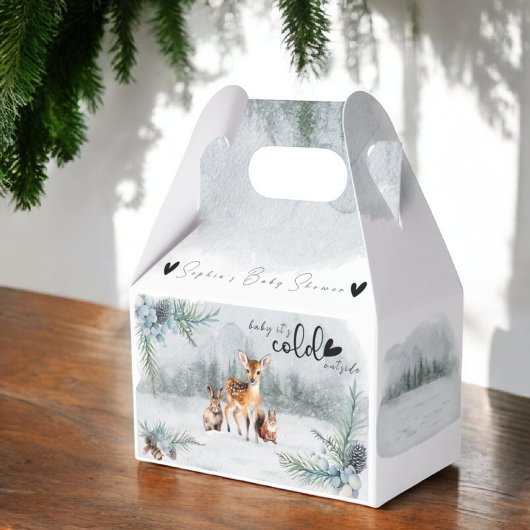 Koude buiten winterdieren Modern Baby shower Bedankdoosjes