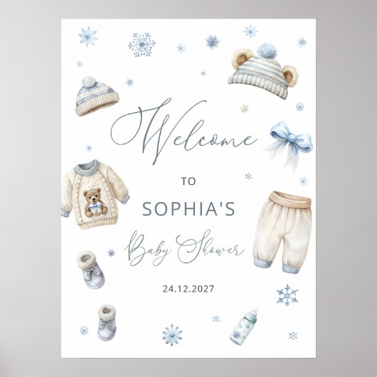 Koude buiten winterkleding Baby shower Welkom Poster (Voorkant)