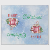 Koude buitenbeker, pretkerst Prettige feestdagen Cadeaupapier (Vlak)