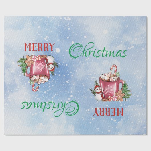 Koude buitenbeker, pretkerst Prettige feestdagen Cadeaupapier (Vlak)