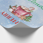 Koude buitenbeker, pretkerst Prettige feestdagen Cadeaupapier (Hoek)