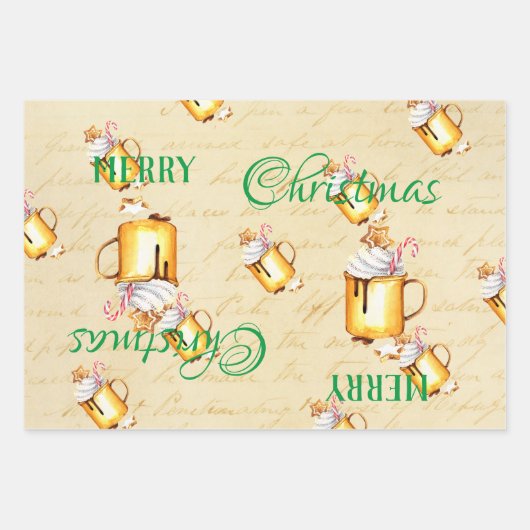 Koude buitenbeker, pretkerst Prettige feestdagen Inpakpapier Vel (Voorkant 3)