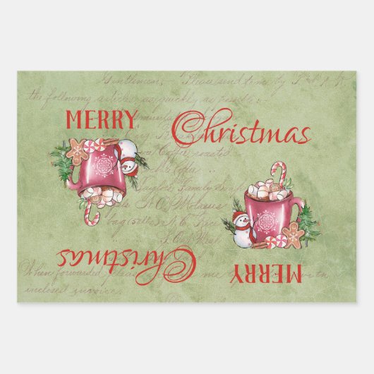 Koude buitenbeker, pretkerst Prettige feestdagen Inpakpapier Vel (Voorkant)