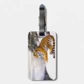 Koude chinese fluffeltijger rust sneeuwcliff winte bagagelabel (Achterkant verticaal)