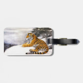 Koude chinese fluffeltijger rust sneeuwcliff winte bagagelabel (Achterkant horizontaal)