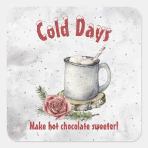 Koude dagen maken warme chocolade-zoetstof vierkante sticker