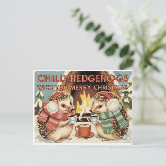 Koude egel Kerstmis Briefkaart (Staand voorkant)