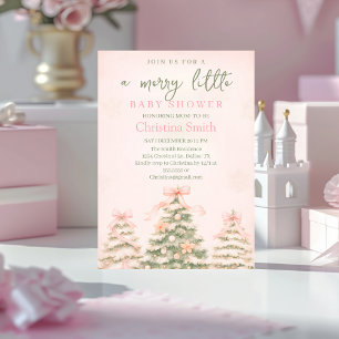Koude Elegante Roze Strik Coquette Baby Shower Kaart