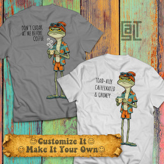Koude Grumpy Kikker Coffeeliefhebber in een Hawaïa T-shirt