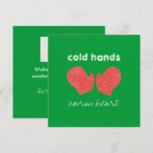 "Koude Handen de Vierkante Kerstkaart, van het Feestdagenkaart (Voorkant / Achterkant)