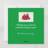 "Koude Handen de Vierkante Kerstkaart, van het Feestdagenkaart (Achterkant)