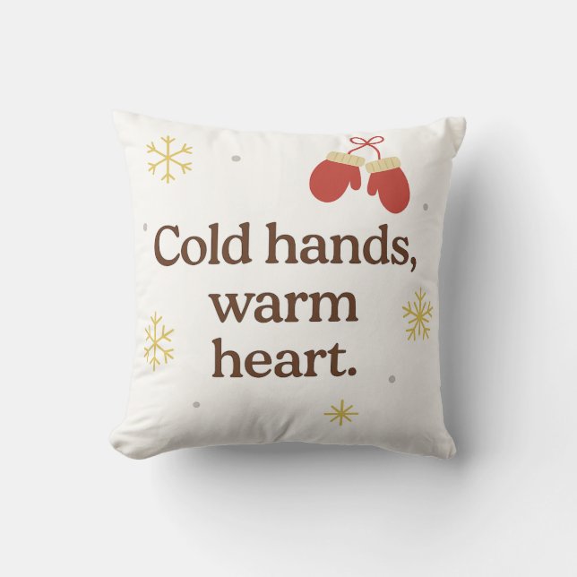 Koude handen, warm hart – knusse winter dek kussen (Voorkant)