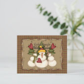 Koude Handen Warm Hart Sneeuwman Briefkaart (Staand voorkant)