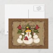 Koude Handen Warm Hart Sneeuwman Briefkaart (Voorkant / Achterkant)